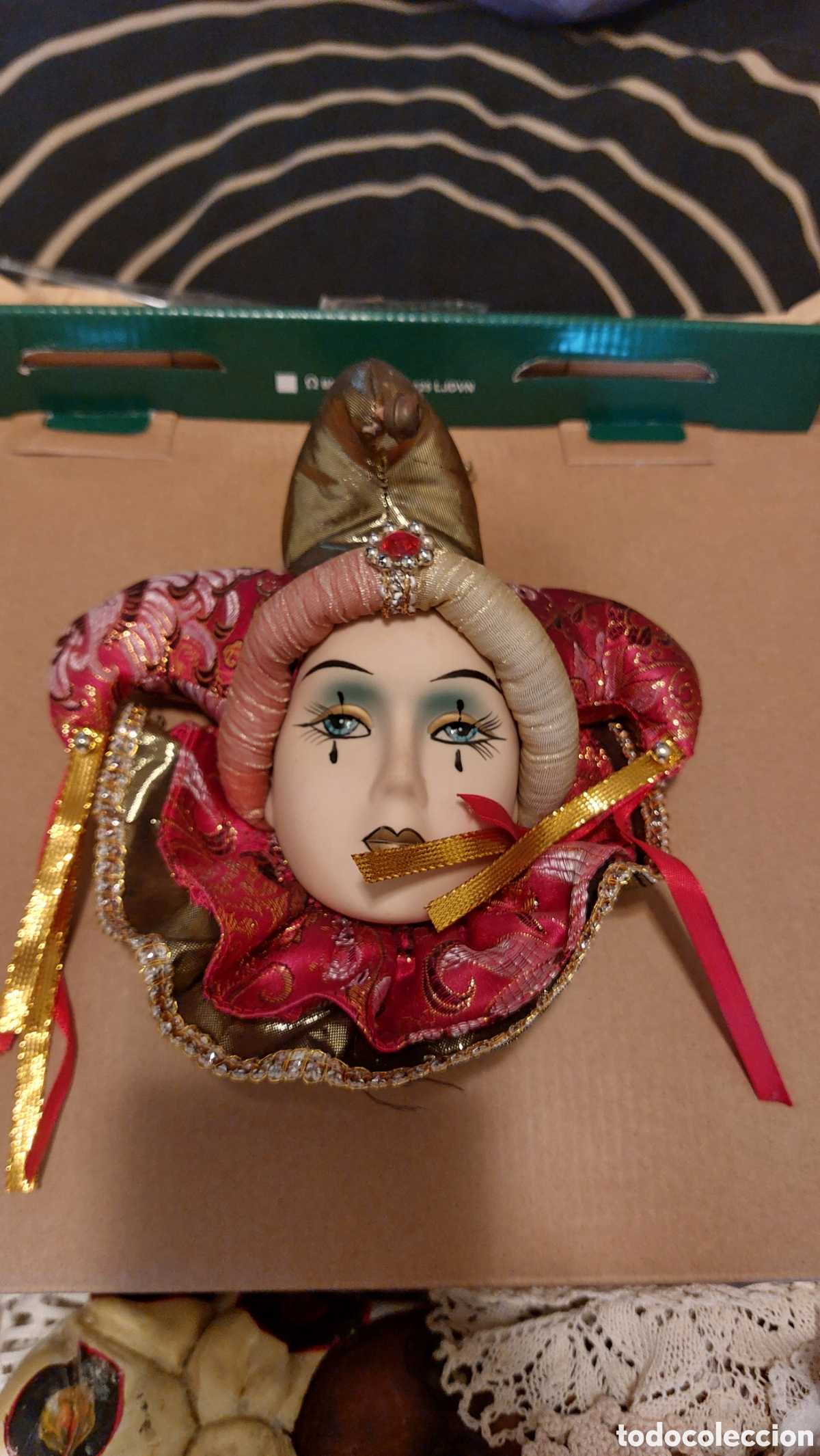 Coleccionismo: M&aacute;scara arlequin de porcelana - Foto 1