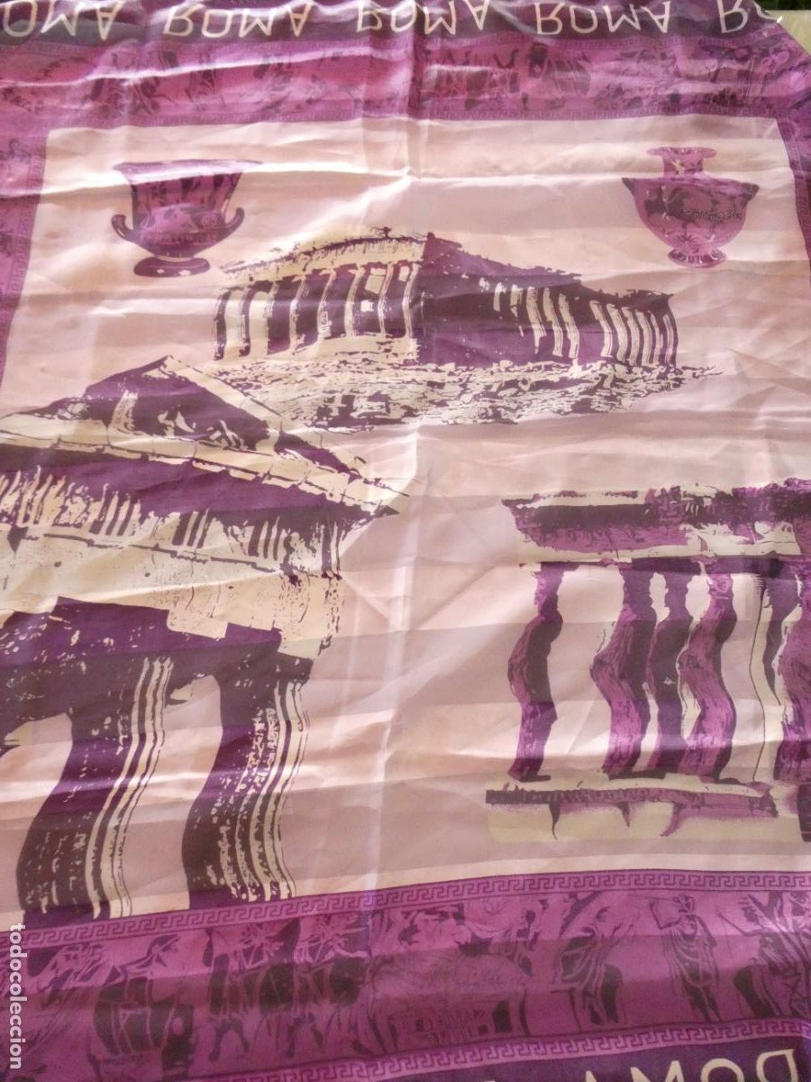 Collectionnisme: PA&Ntilde;UELO PA&Ntilde;OLETA. RECUERDO SOUVENIR TURISMO. ROMA ATENAS GRECIA ACROPOLIS. 100X100CM. 60GR