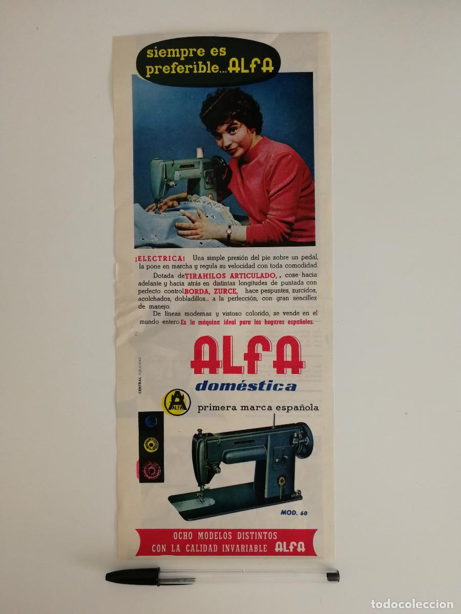 Coleccionismo: ANTIGUO ANUNCIO ENCARTONADO - ALFA DOMESTICA - MAQUINA DE COSER - PUBLICIDAD