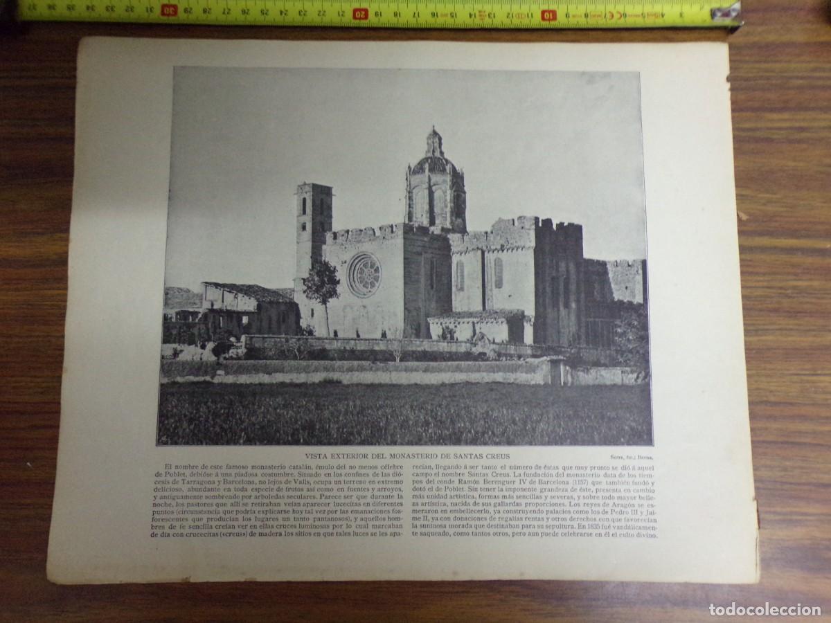 Coleccionismo: lamina antigua vista panoramica barcelona / monasterio de santas creus /santuario de nuria