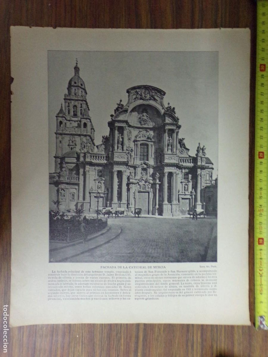 Collezionismo: lamina antigua a dos caras. catedral de plasencia, extremadura / fachada catedral de murcia