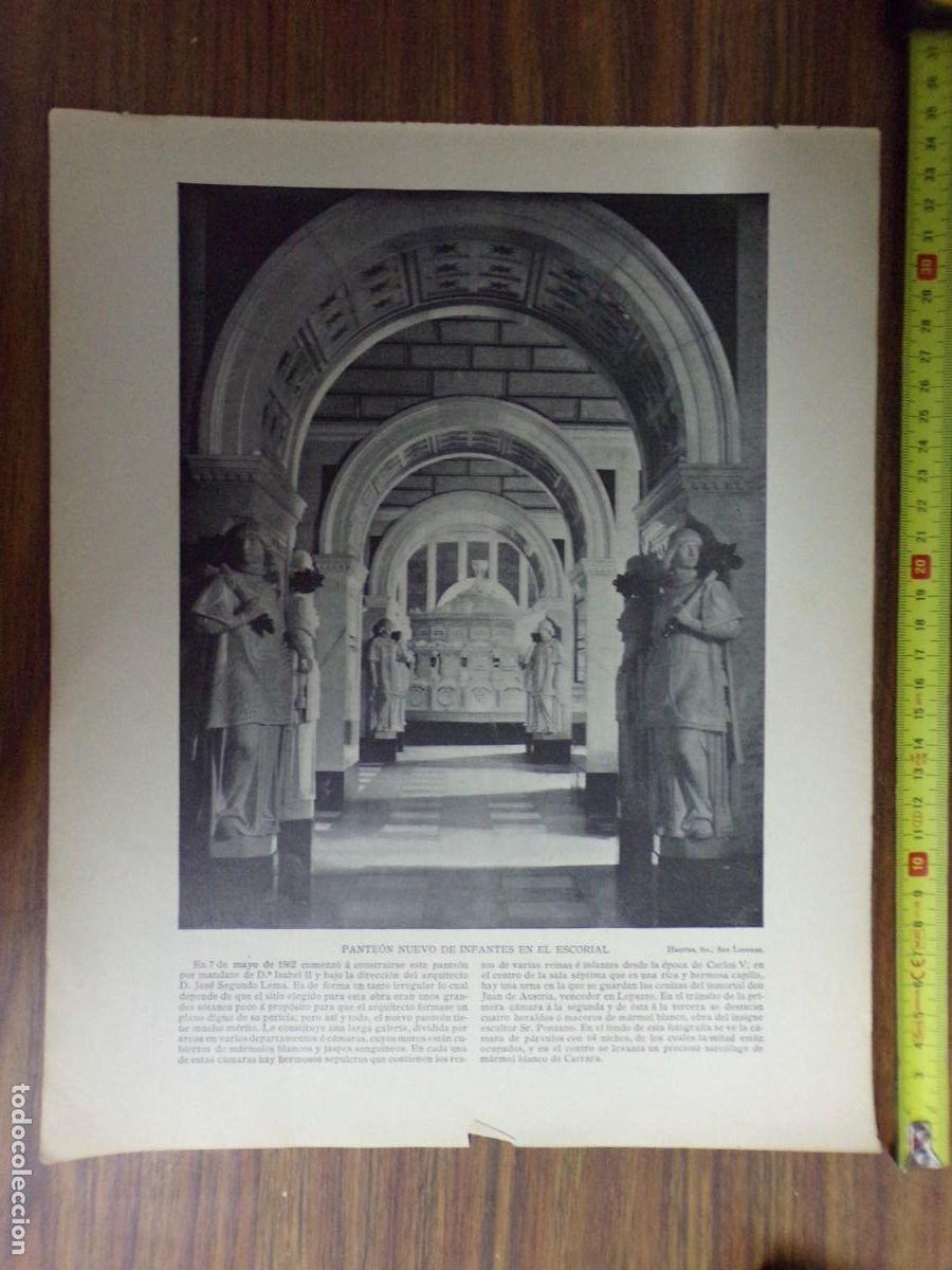 Collecting paper: lamina antigua a dos caras. biblioteca monasterio del escorial / pante&oacute;n nuevo de infantes, escorial