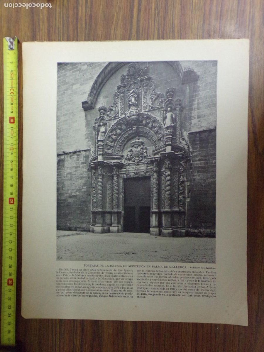 Collecting paper: lamina antigua dos caras. iglesia de montesi&oacute;n, mallorca/ jard&iacute;n, palacio del infantado, guadalajara