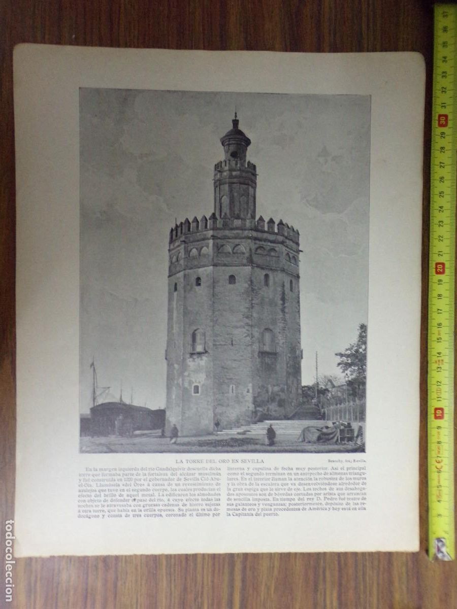 Collezionismo: lamina antigua dos caras. alameda de h&eacute;rcules, sevilla/ torre del oro, sevilla