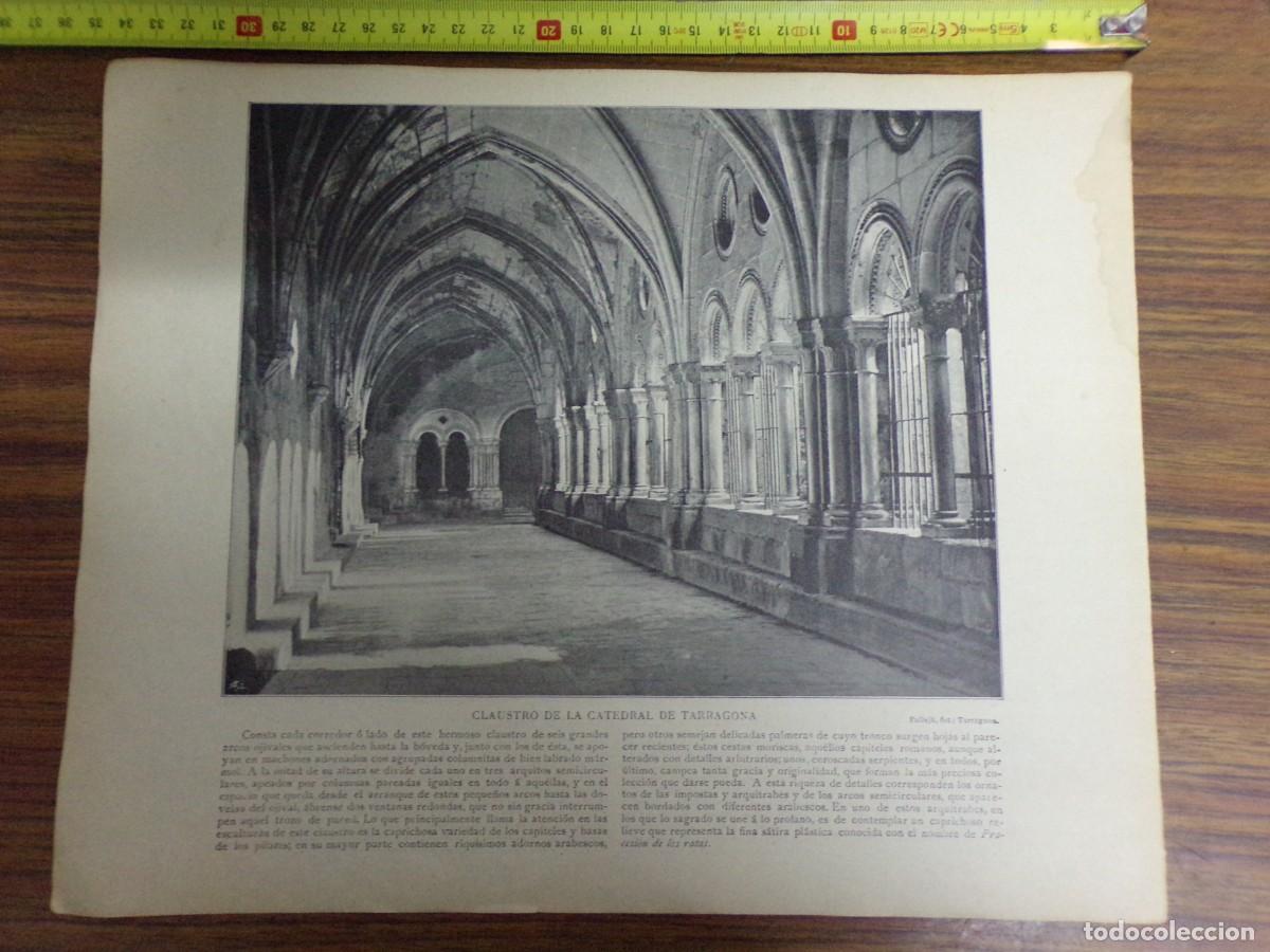 Collezionismo: lamina antigua dos caras. puerta cicl&oacute;pea, tarragona/ claustro de la catedral de tarragona