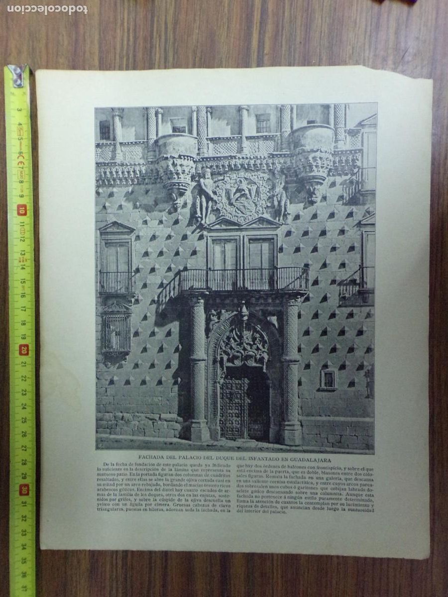 Collezionismo: lamina antigua dos caras. palacio del duque infantado, guadalajara/ arco de santa maria, burgos