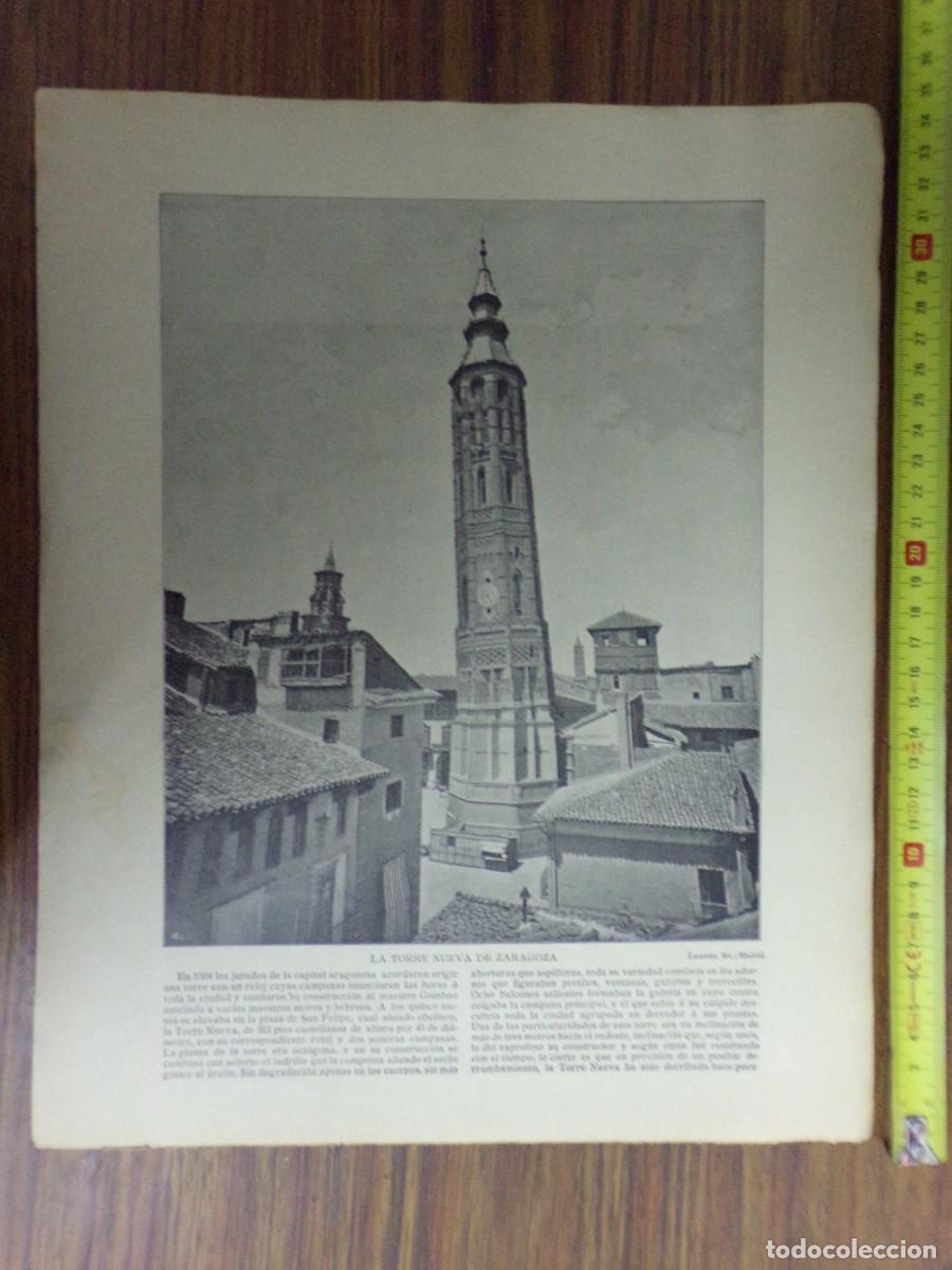 Collezionismo: lamina antigua dos caras. torre nueva, zaragoza/ la calle ancha de cadiz