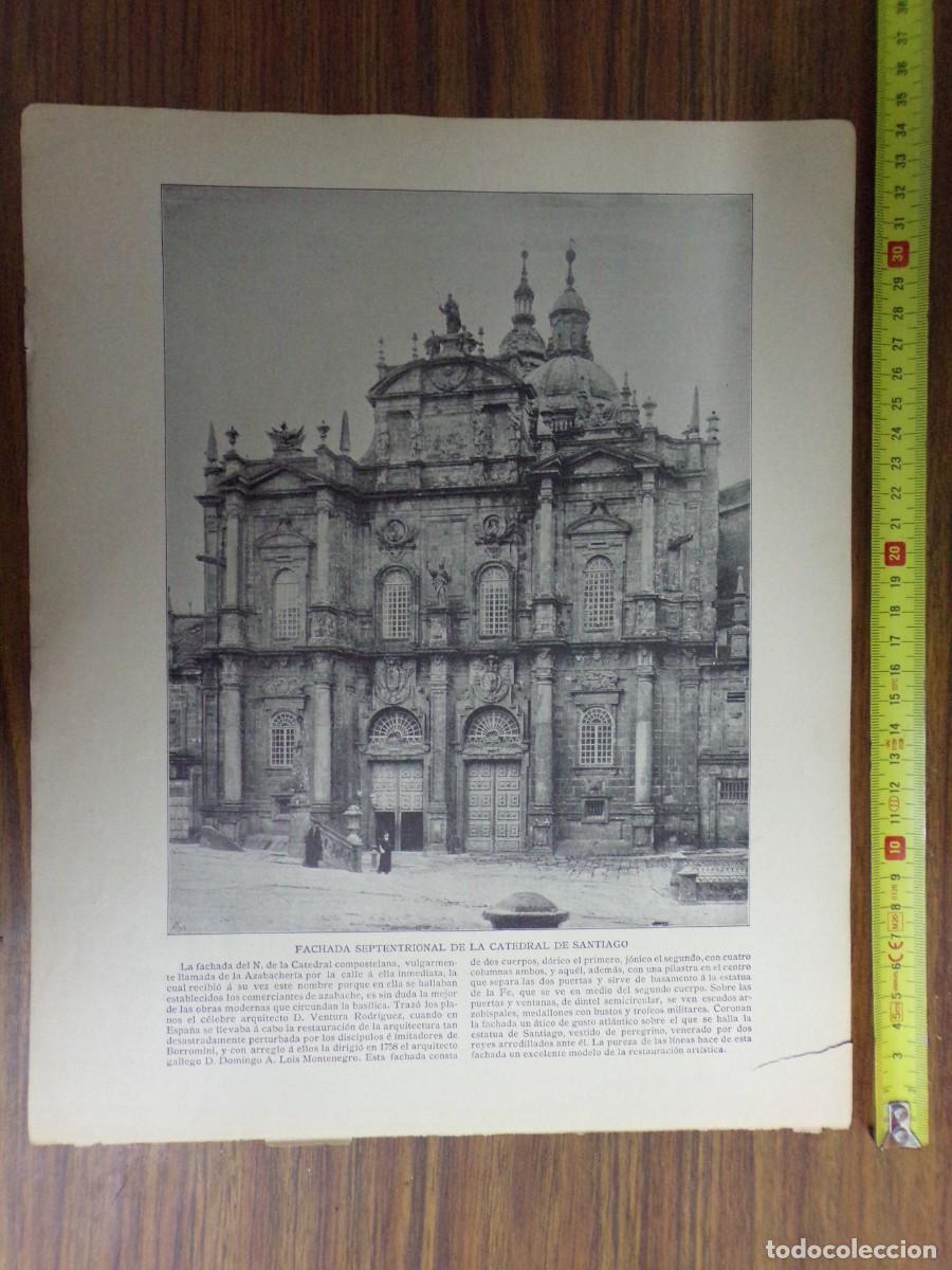Collezionismo: lamina antigua dos caras. claustro catedral de santiago, galicia/ fachada catedral de santiago