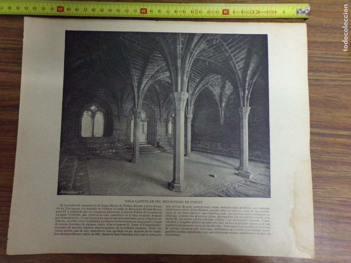 Collecting paper: lamina antigua dos caras. vista de sang&uuml;esa, navarra/ sala, monasterio de poblet (tarragona)