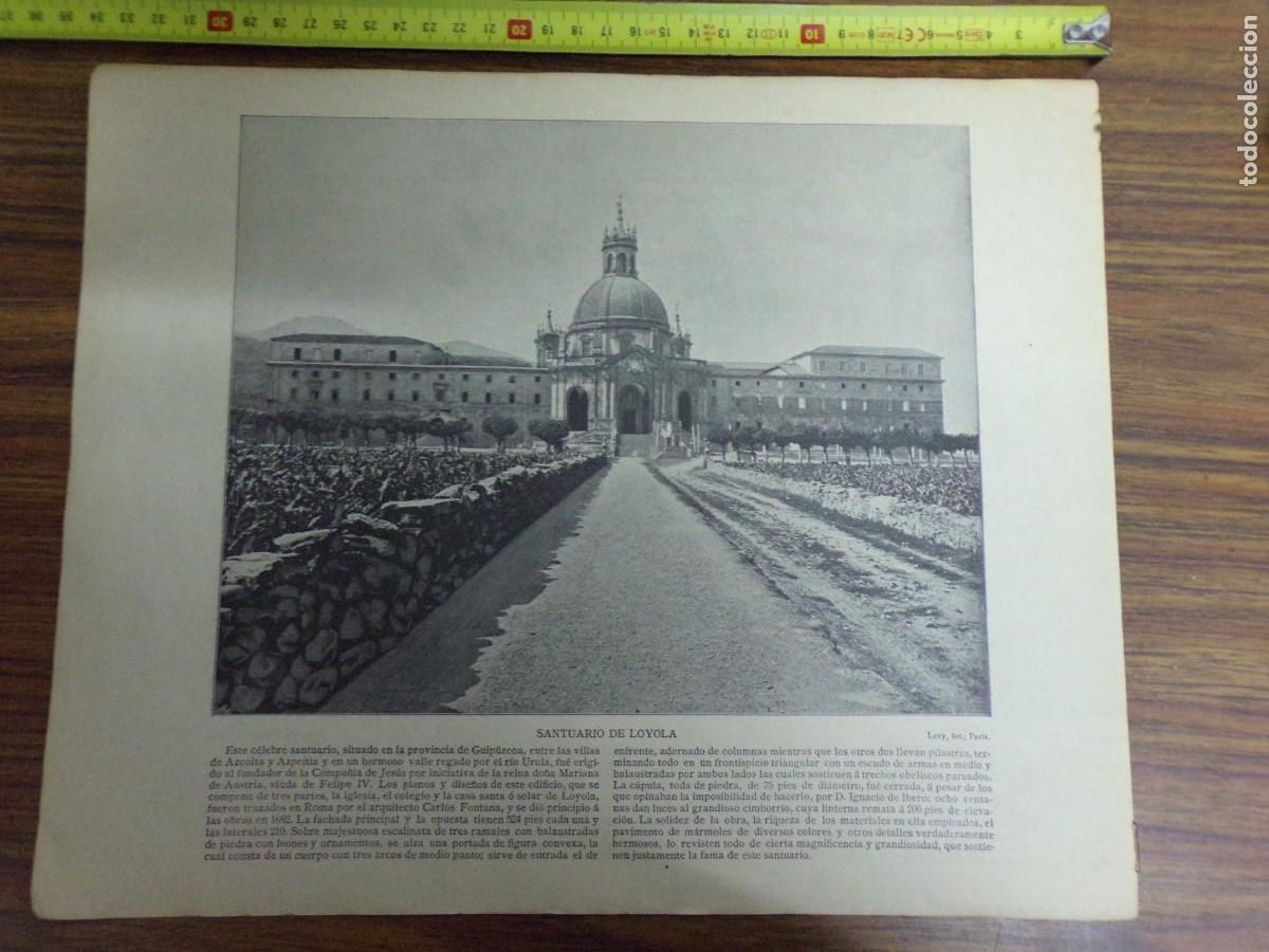 Coleccionismo: lamina antigua dos caras.a brazo-a vanguardia/ vista lerida/ santuario de loyola, guip&uacute;zcoa