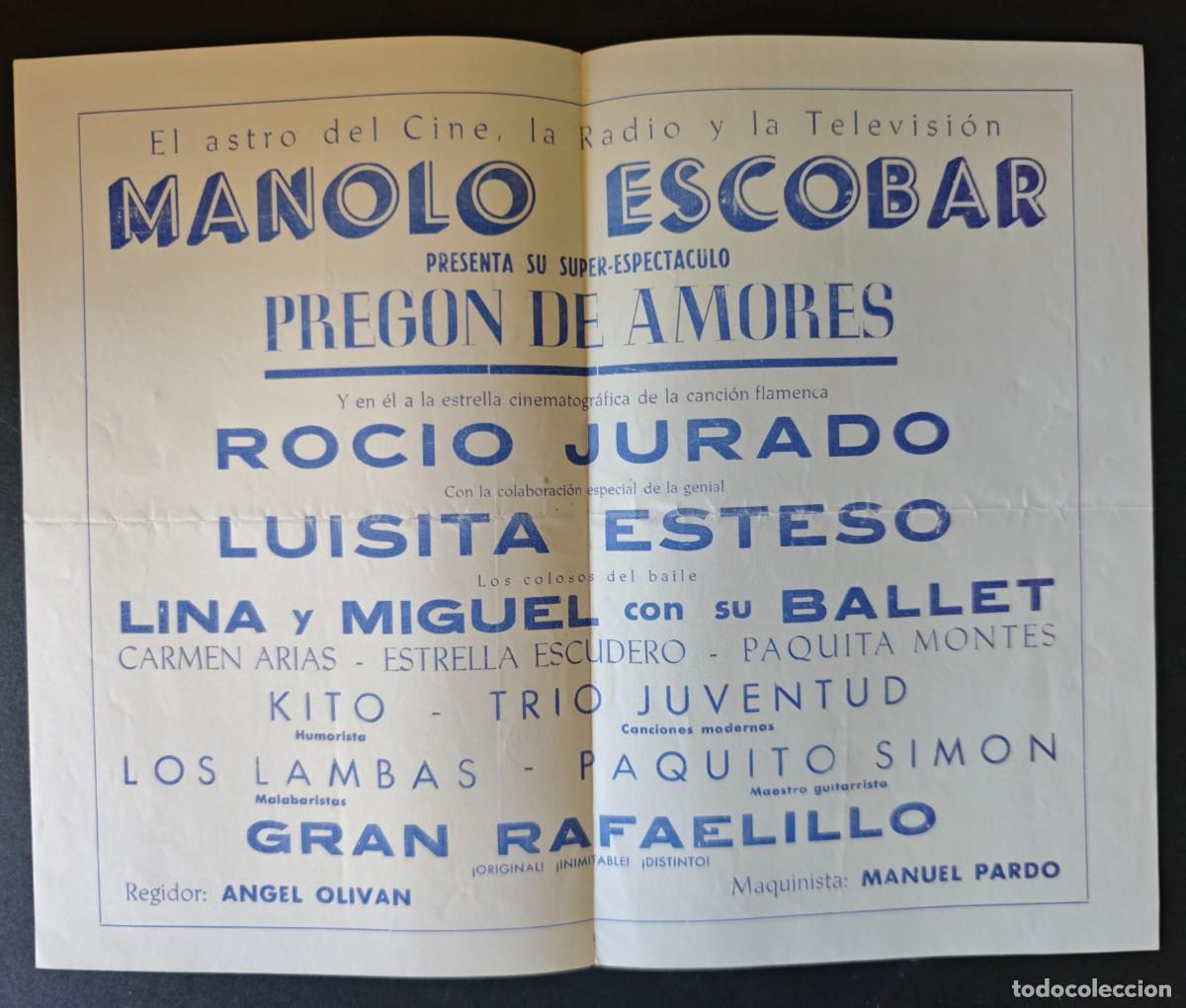Coleccionismo: TESTRO OLIMPIA - ESPECTACULO MANOLO ESCOBAR - Foto 2