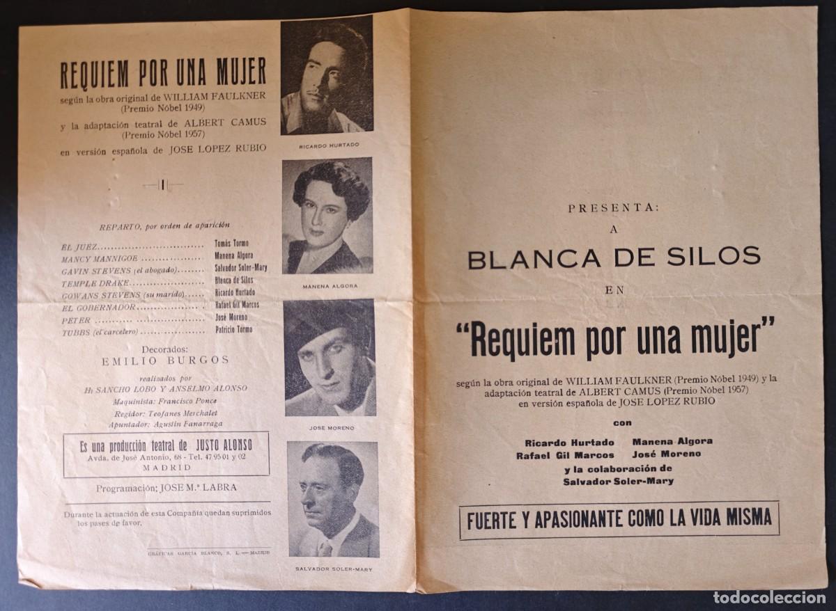 Coleccionismo: PROGRAMA - TEATRO - REQUIEM POR UNA MUJER - Foto 1