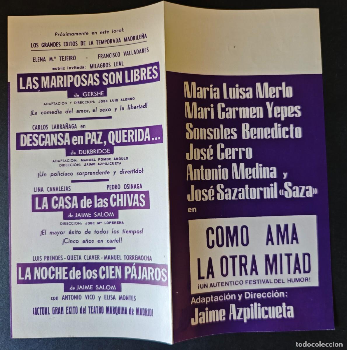 Coleccionismo: PROGRAMA - TEATRO - COMO AMA LA OTRA MITAD - Foto 1