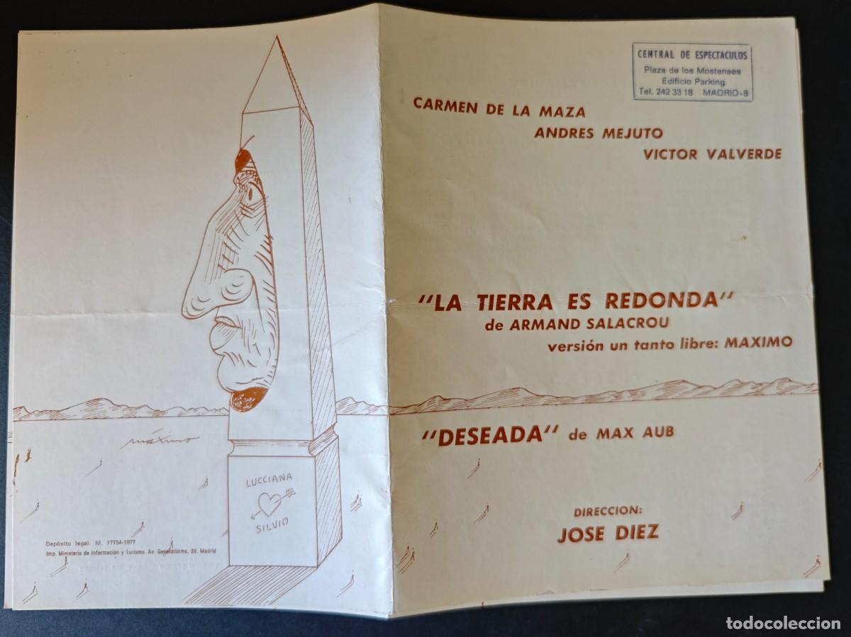 Coleccionismo: PROGRAMA - TEATRO - LA TIERRA ES REDONDA Y DESEADA - Foto 1