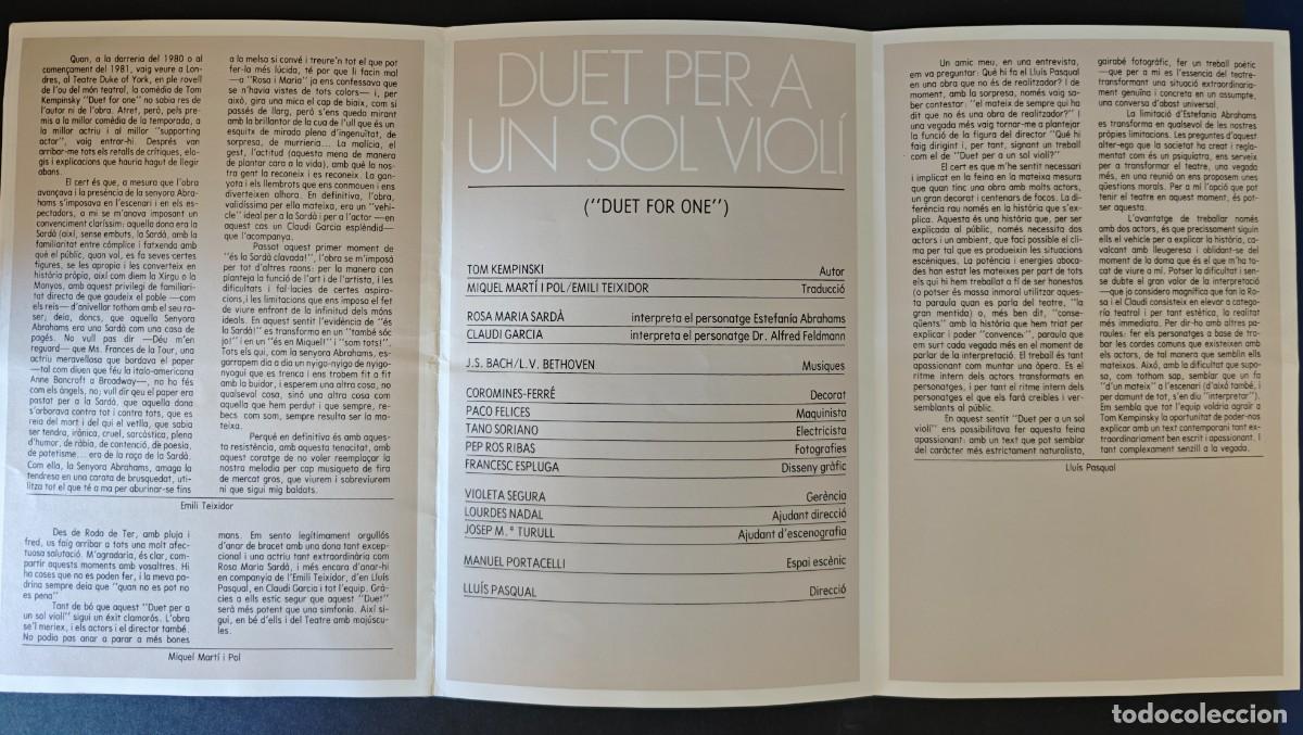 Coleccionismo: PROGRAMA - TEATRO - DUET PER UN SOL VIOLI - Foto 2