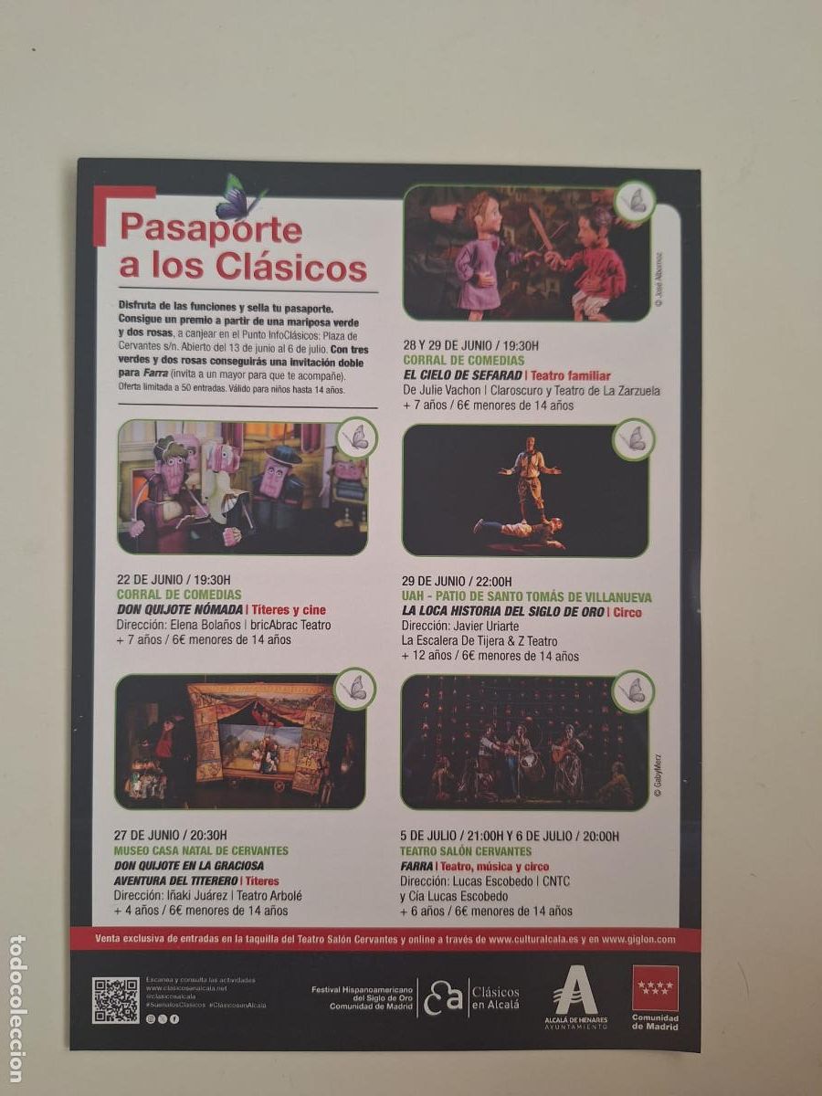 Coleccionismo: Hoja volandera Pasaporte a los Cl&aacute;sicos Festival Hispanoameric. Siglo de Oro Cl&aacute;sicos en Alcal&aacute; 2025