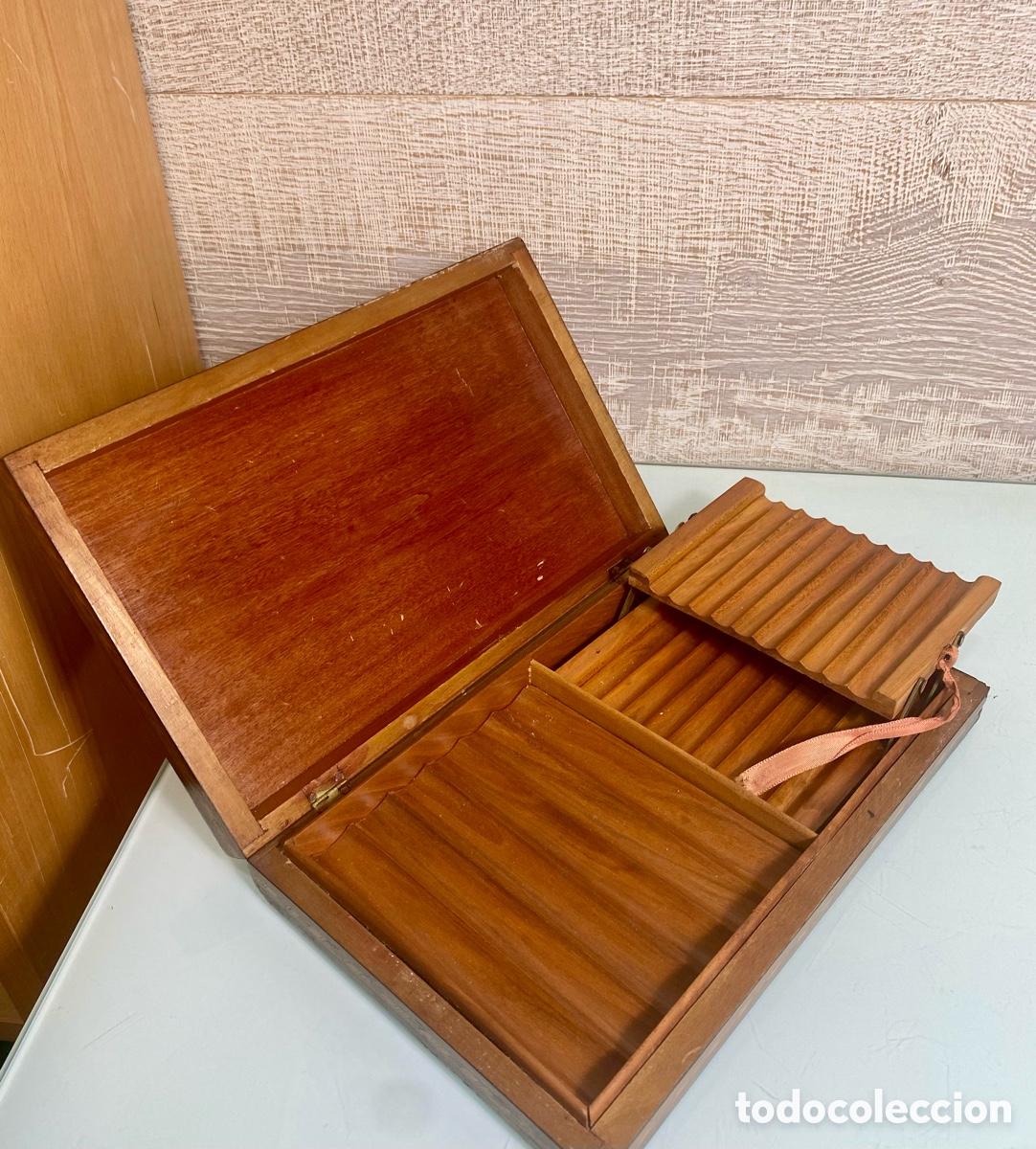 Coleccionismo: Caja tabaco marqueteria taracea. Tabaquera - Foto 4