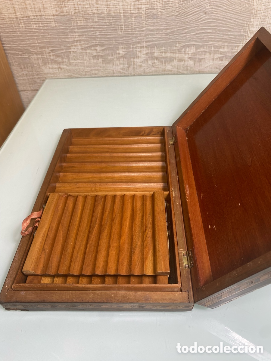 Coleccionismo: Caja tabaco marqueteria taracea. Tabaquera - Foto 5