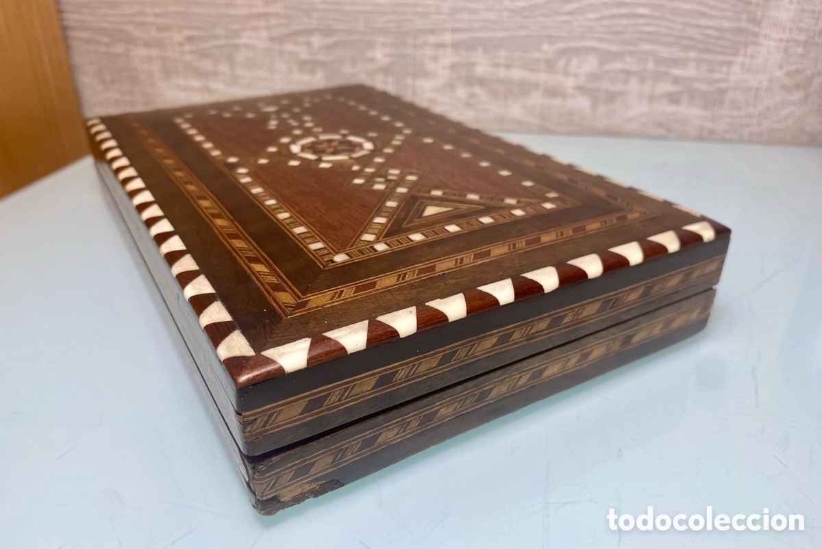 Coleccionismo: Caja tabaco marqueteria taracea. Tabaquera - Foto 6