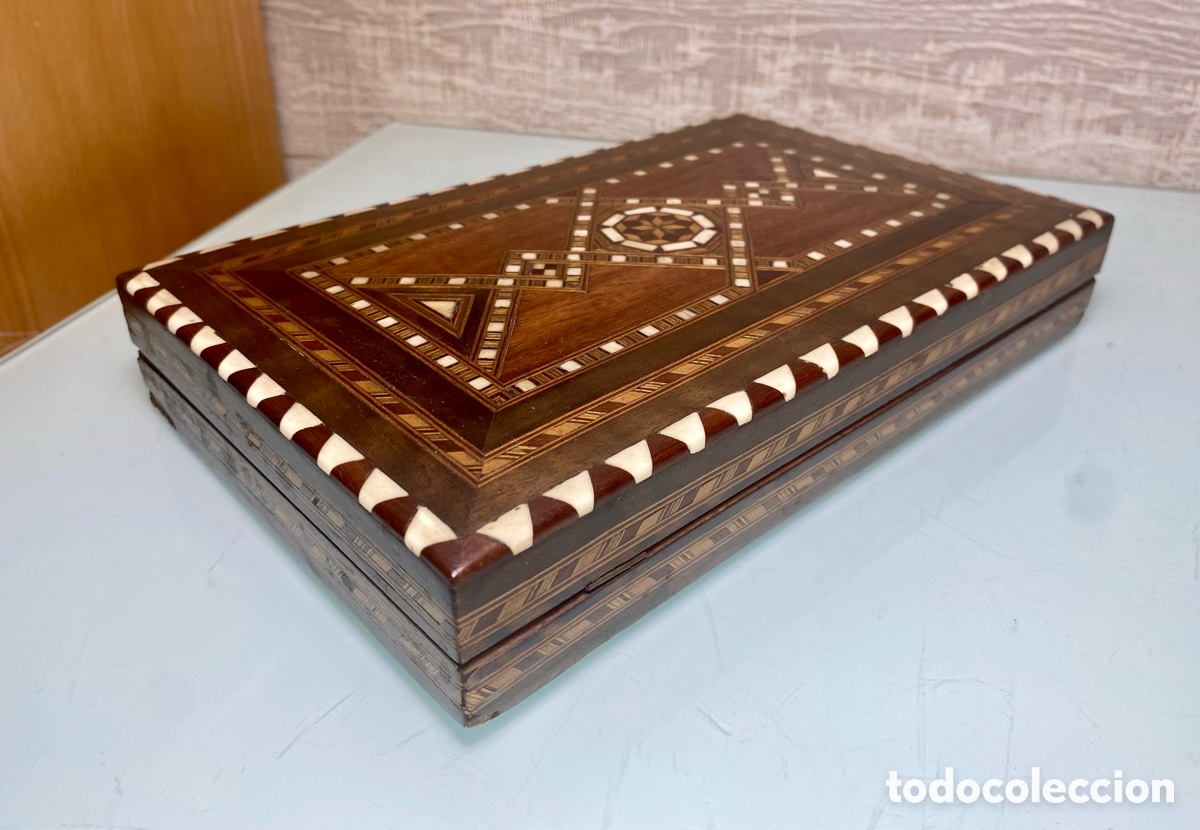 Coleccionismo: Caja tabaco marqueteria taracea. Tabaquera - Foto 7