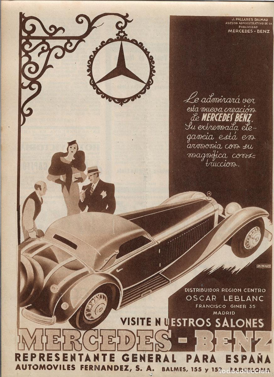 Sammelleidenschaft Papier: A&Ntilde;O 1935 RECORTE PRENSA PUBLICIDAD MERCEDES BENZ COCHE AUTOMOVIL