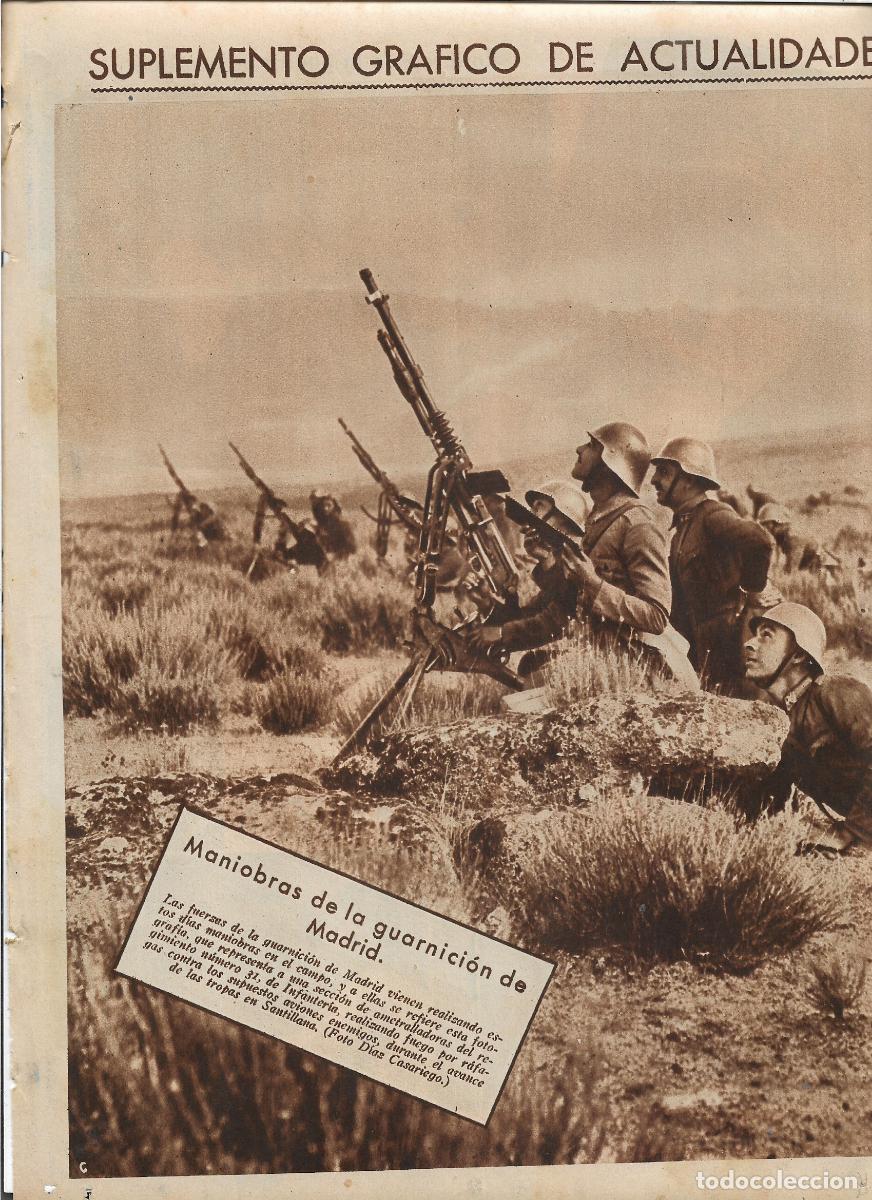 Coleccionismo: A&Ntilde;O 1935 RECORTE PRENSA EJERCITO MANIOBRAS DE LA GUARNICION DE MADRID AMETRALLADORA INFANTERIA