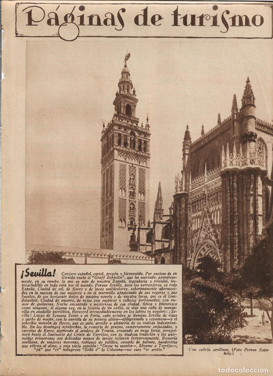 Collecting paper: A&Ntilde;O 1935 RECORTE PRENSA SEVILLA CALLEJA SEVILLANA GIRALDA TURISMO