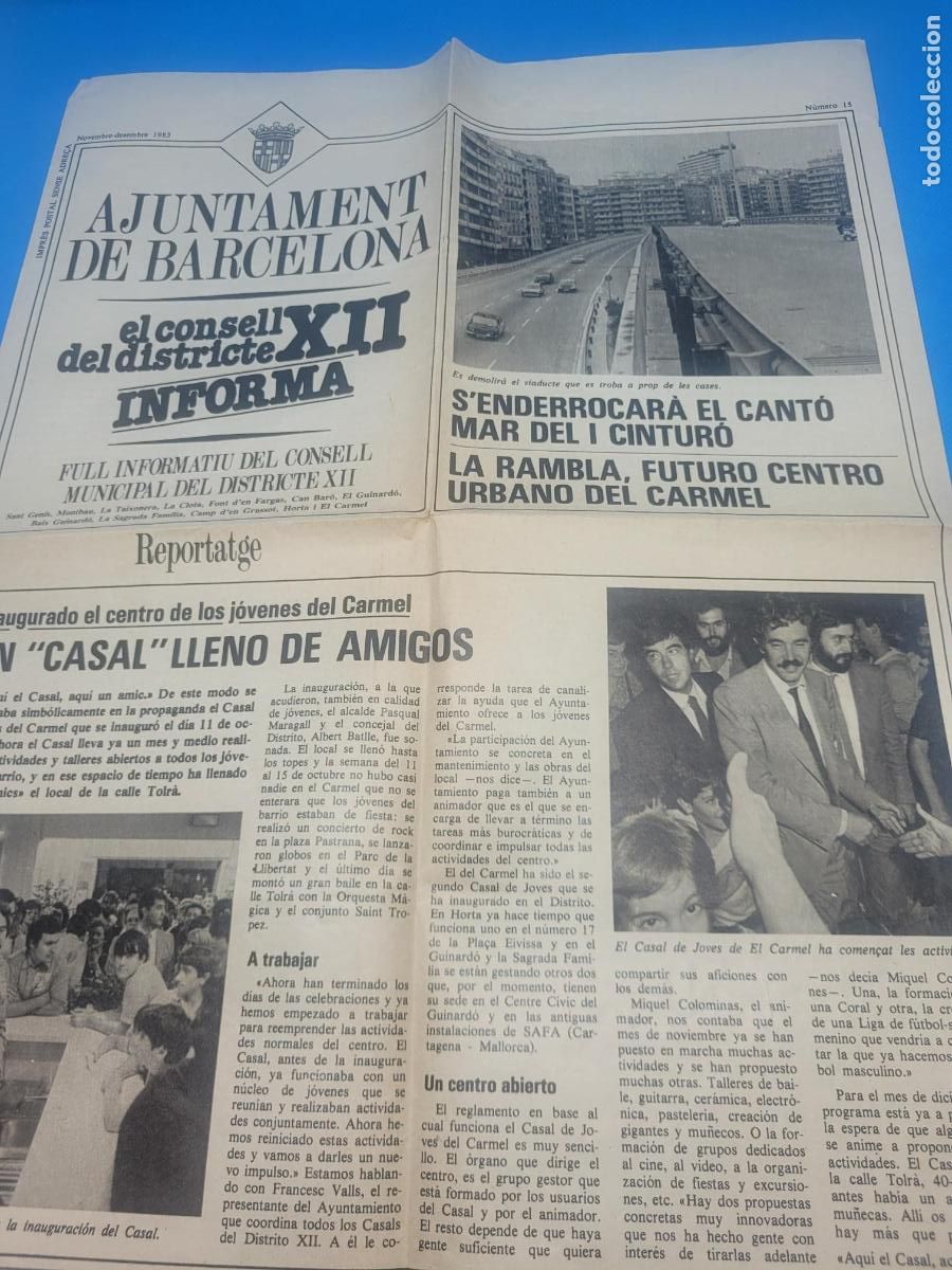 Colecionismo: FULL CONSELL MUNICIPAL DISTRICTE XII BARCELONA NOVEMBRE DESEMBRE1983