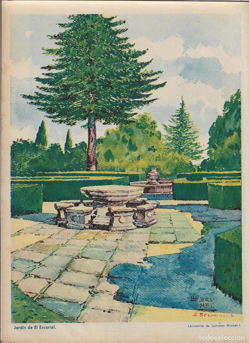 Colecionismo: A&Ntilde;O 1935 RECORTE PRENSA JARDIN DE EL ESCORIAL DIBUJO DE LORENZO BRUNET