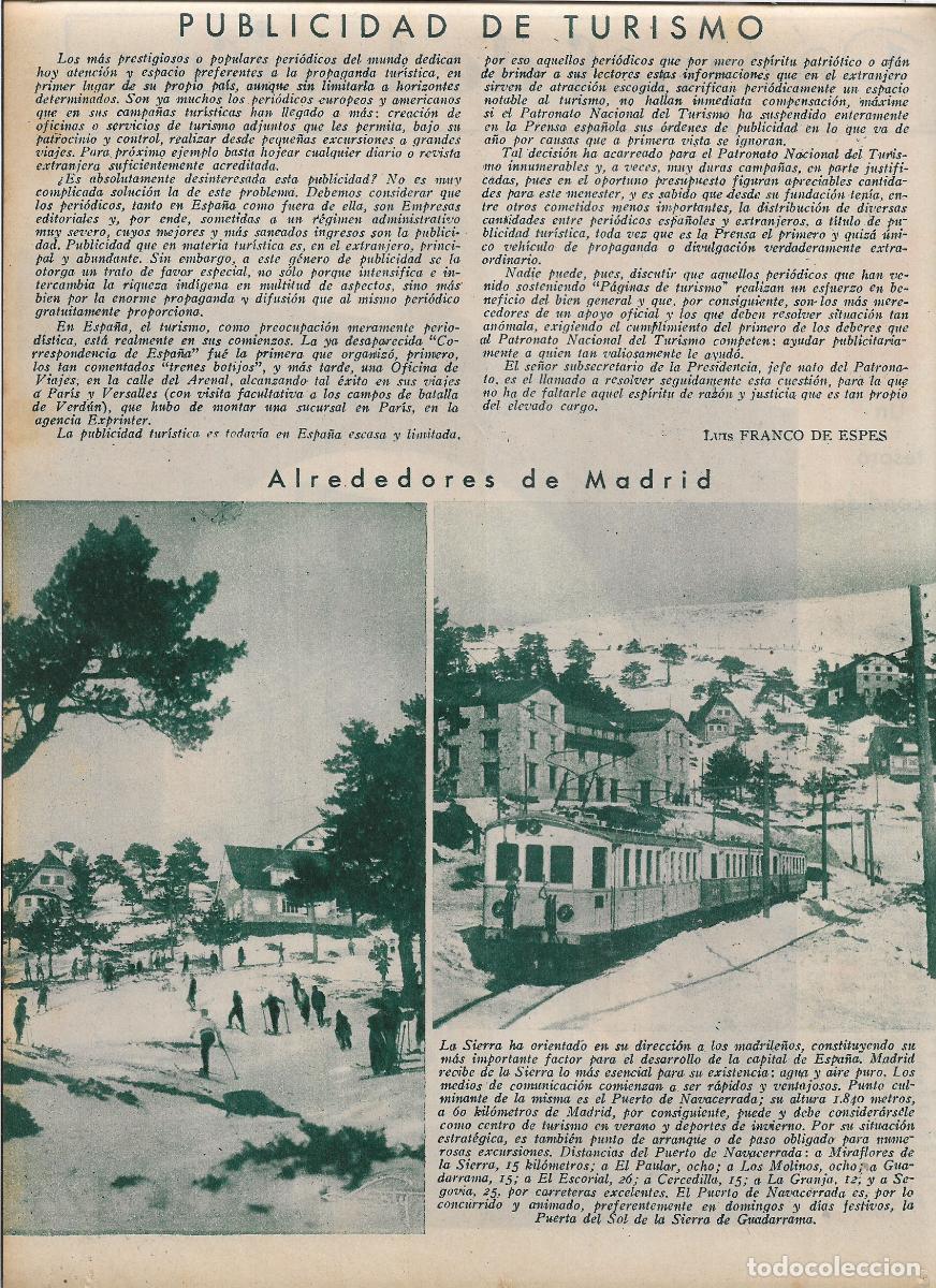 Coleccionismo: A&Ntilde;O 1935 RECORTE PRENSA SIERRA PUERTO NAVACERRADA MADRID ESQUI TREN