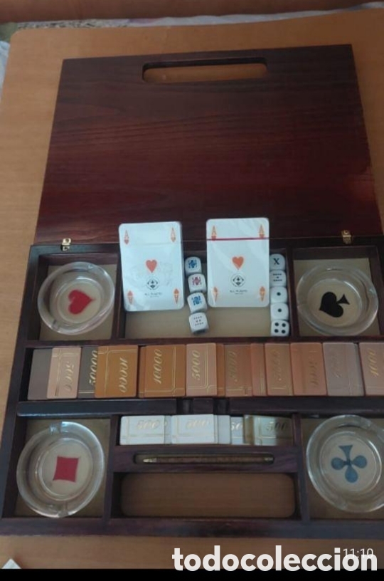 Coleccionismo: Valigetta in mogano set da poker - Foto 1