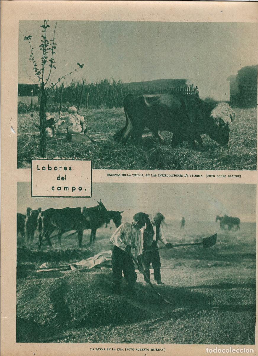 Coleccionismo: A&Ntilde;O 1935 RECORTE PRENSA AGRICULTURA LABORES DEL CAMPO LA TRILLA PARVA EN LA ERA CERCA DE VITORIA