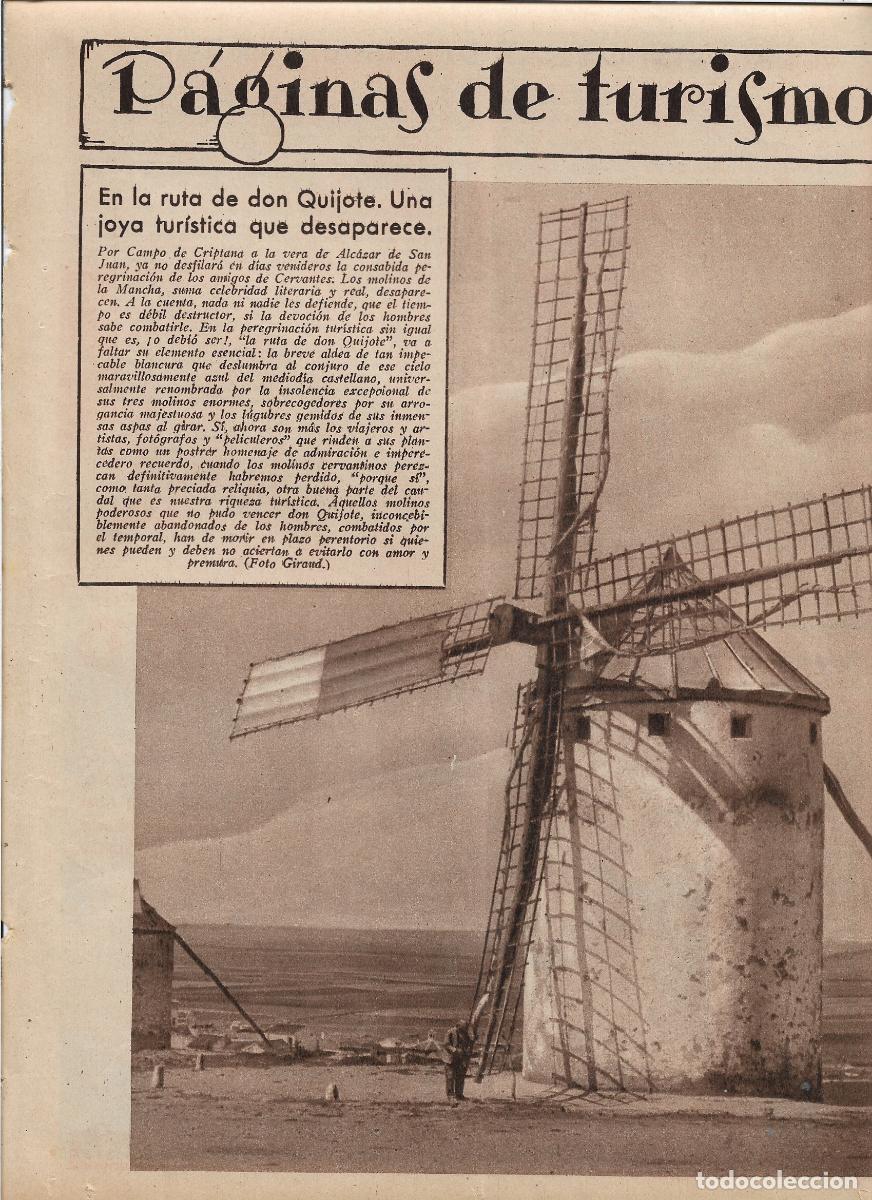 Coleccionismo: A&Ntilde;O 1935 RECORTE PRENSA MOLINOS DE VIENTO RUTA DE DON QUIJOTE CAMPO DE CRIPTANA