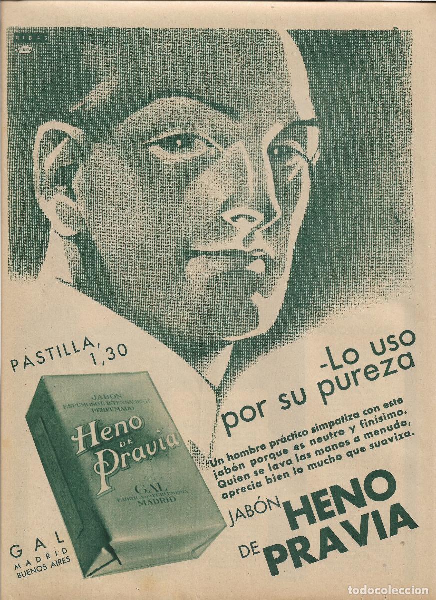 Sammelleidenschaft Papier: A&Ntilde;O 1935 RECORTE PRENSA PUBLICIDAD PASTILLA DE JABON HENO DE PRAVIA PERFUMERIA GAL