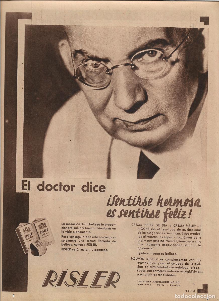 Collectionnisme: A&Ntilde;O 1935 RECORTE PRENSA PUBLICIDAD CREMA DE BELLEZA RISLER POLVOS