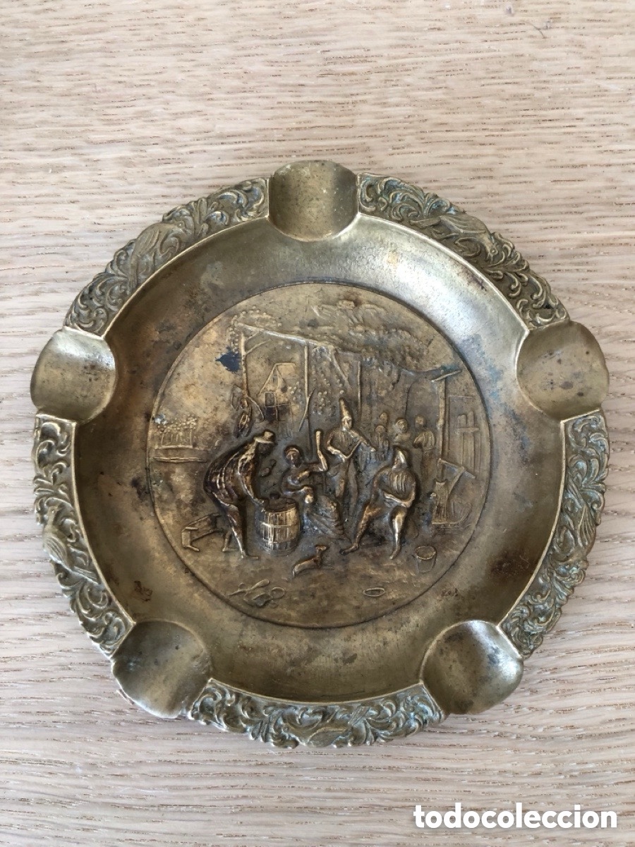Coleccionismo: Antiguo cenicero frances de bronce macizo (A8) - Foto 1