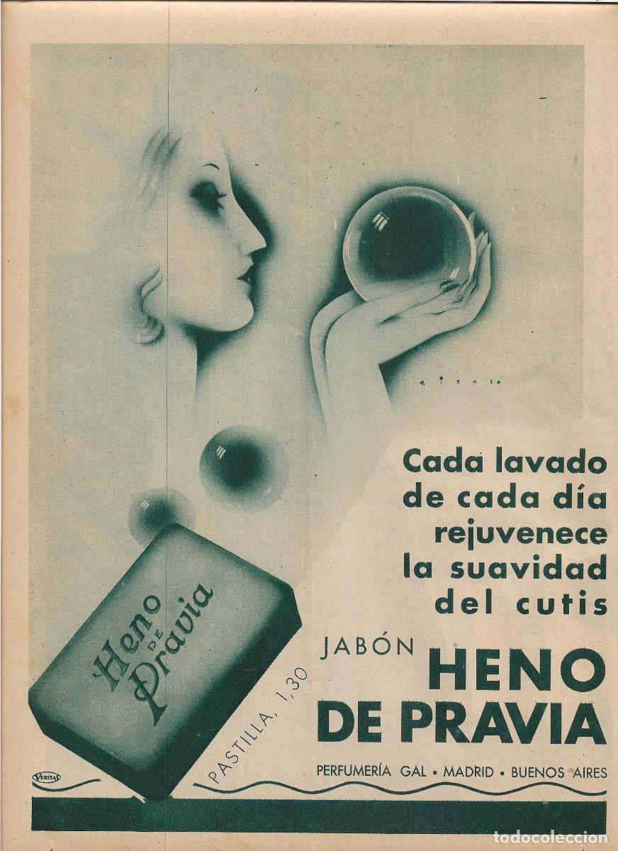 Collectionnisme: A&Ntilde;O 1935 RECORTE PRENSA PUBLICIDAD PASTILLA DE JABON HENO DE PRAVIA PERFUMERIA GAL