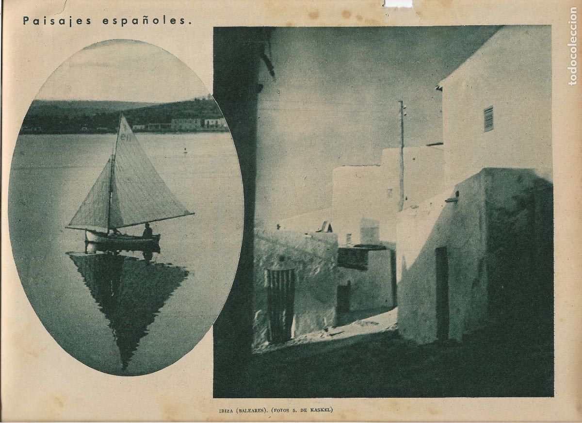 Sammelleidenschaft Papier: A&Ntilde;O 1935 RECORTE PRENSA EIVISSA IBIZA PAISAJE BARCA VELERO CALLE FOTOGRAFIA KASKEL