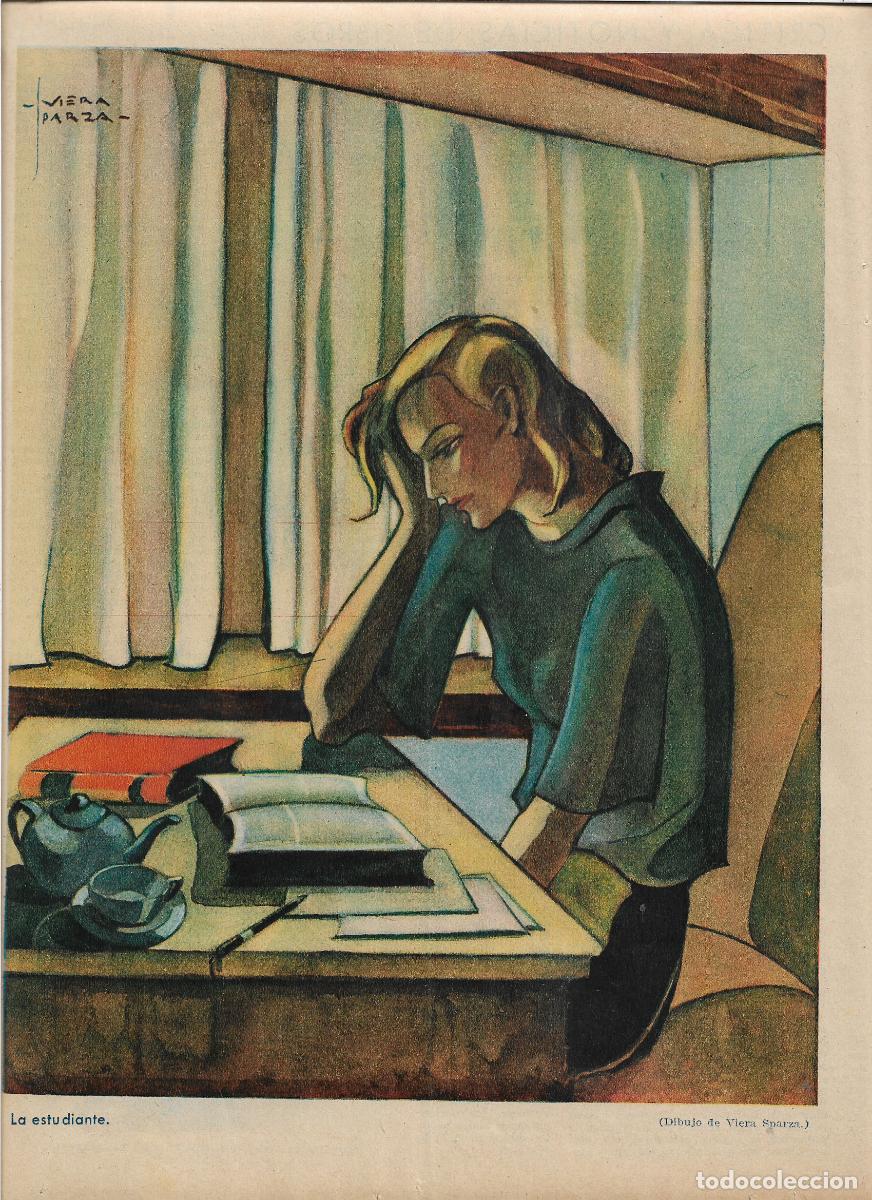 Collectionnisme: A&Ntilde;O 1935 RECORTE PRENSA LA ESTUDIANTE DIBUJO DE VIERA SPARZA