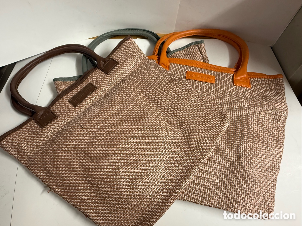 Coleccionismo: BOLSAS PLAYERAS LOTE DE 14 BOLSAS DE HILO PLASTIFICADO Y LAS ASAS DE POLIPIEL SON NUEVAS-(&)