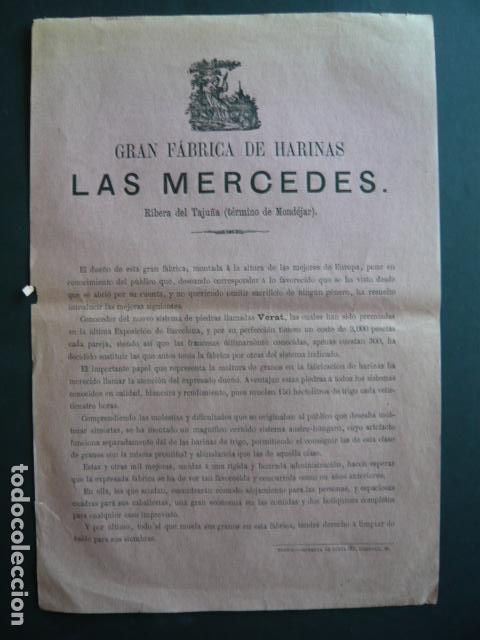 Coleccionismo: MONDEJAR GUADALAJARA FABRICA DE HARINAS LAS MERCEDES HOJA INFORMATIVA 32 X 21 CM