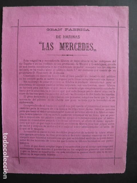 Coleccionismo: MONDEJAR GUADALAJARA FABRICA DE HARINAS LAS MERCEDES HOJA INFORMATIVA 15 X 21 CM