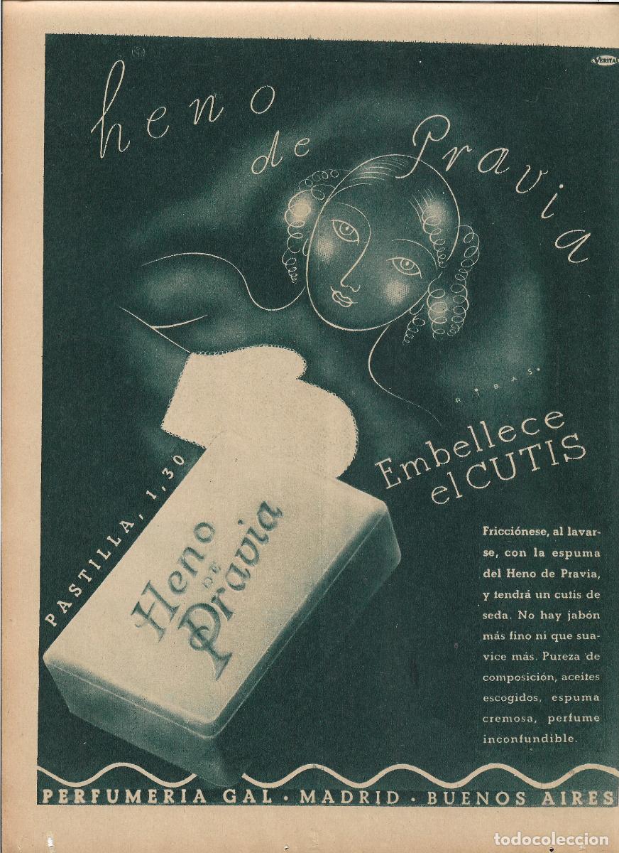 Coleccionismo: A&Ntilde;O 1935 RECORTE PRENSA PUBLICIDAD PASTILLA DE JABON HENO DE PRAVIA PERFUMERIA GAL