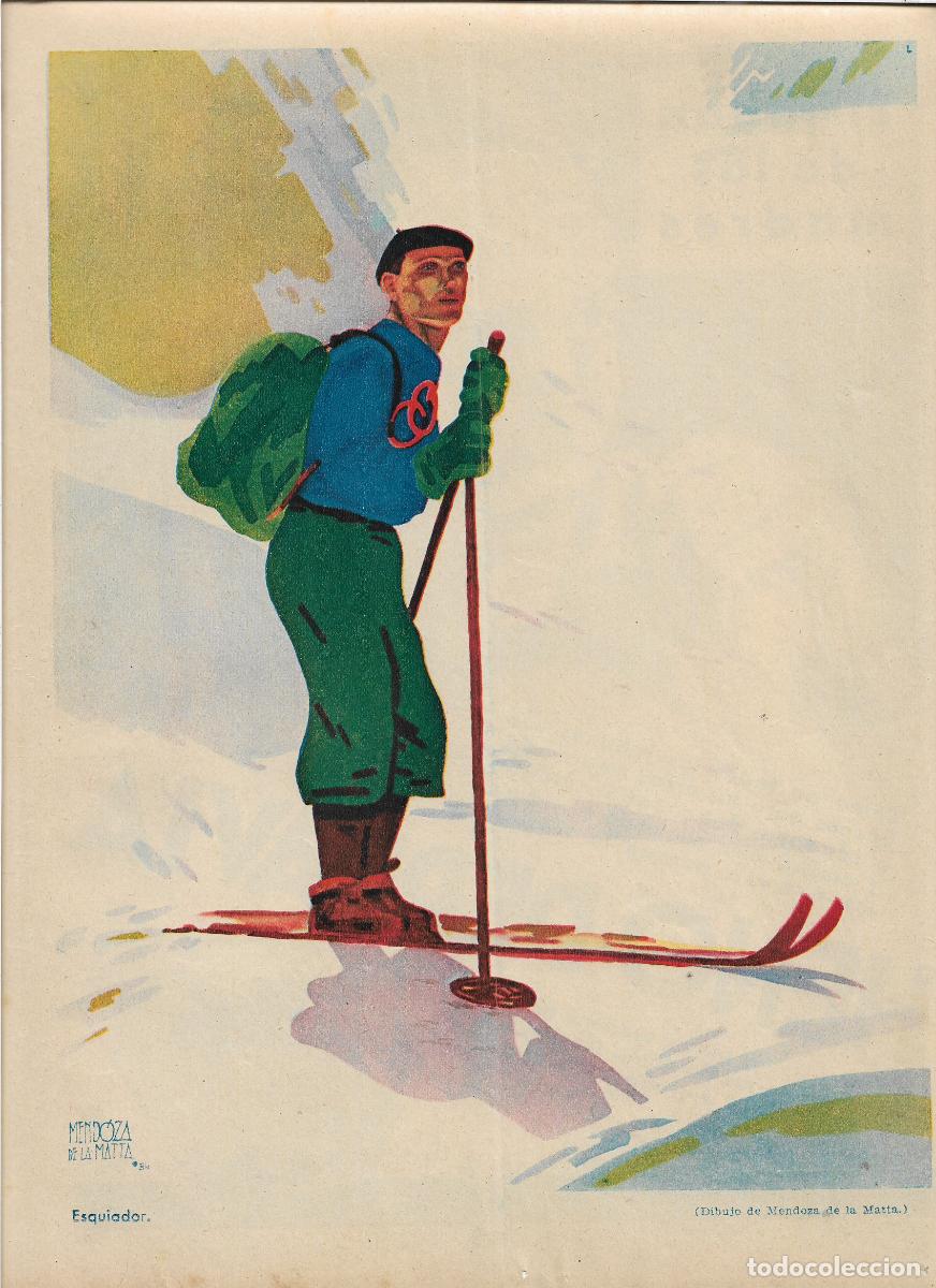 Collecting paper: A&Ntilde;O 1935 RECORTE PRENSA ESQUIADOR DIBUJO DE MENDOZA DE LA MATTA