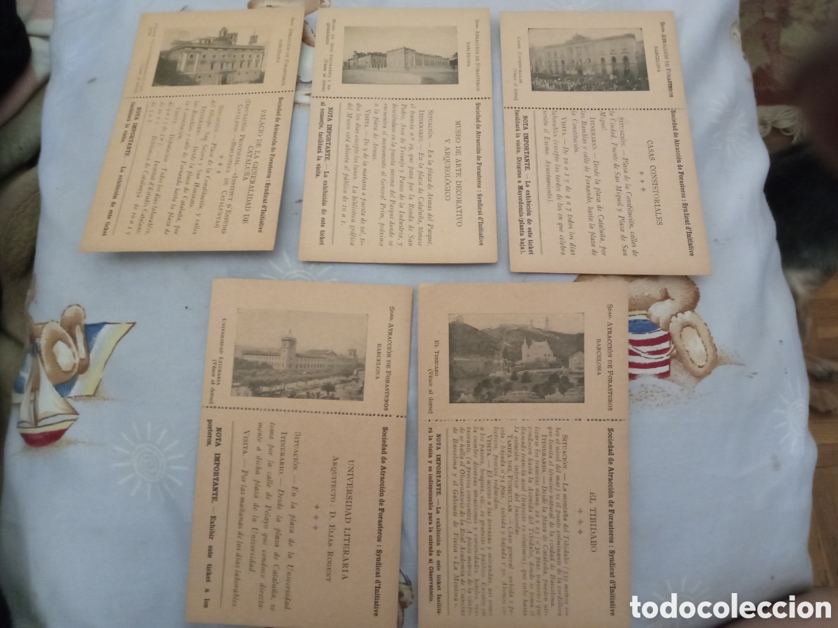 Colecionismo: Cinco antiguos tickets postales Sociedad Atraccion de Forasteros,Barcelona