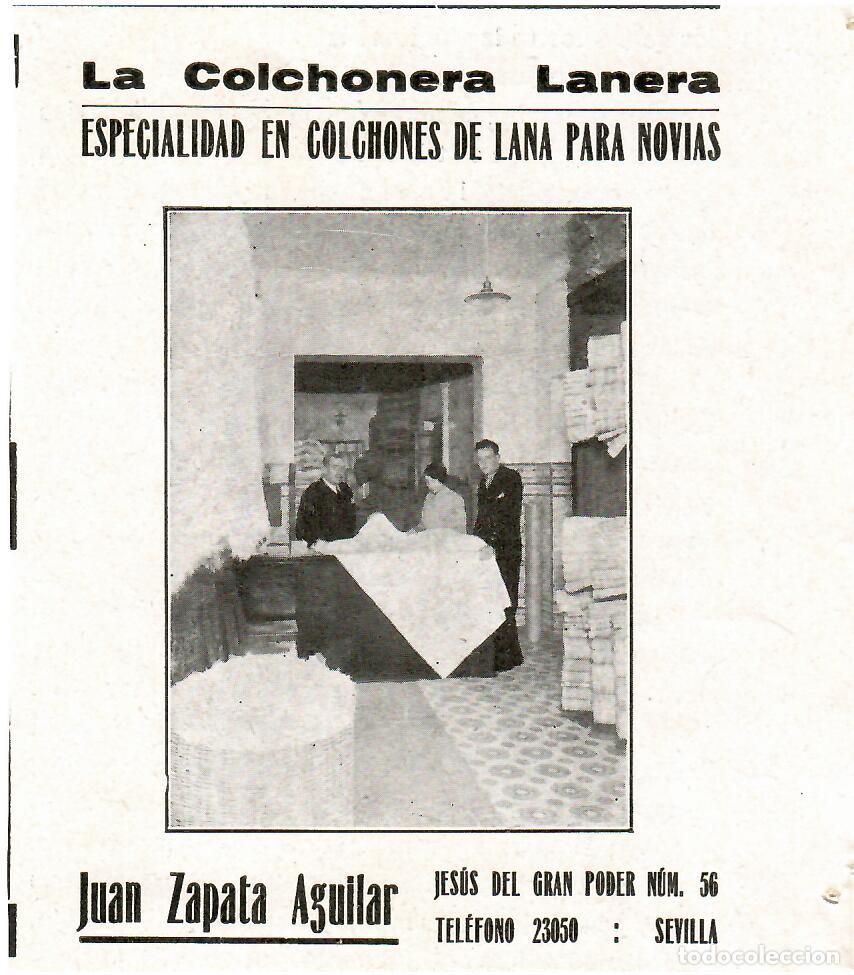 Coleccionismo: SEVILLA, A&Ntilde;OS 20, PUBLICIDAD JUAN ZAPATA AGUILAR, LA COLCHONERA LANERA, RETAL PUBLICIDAD