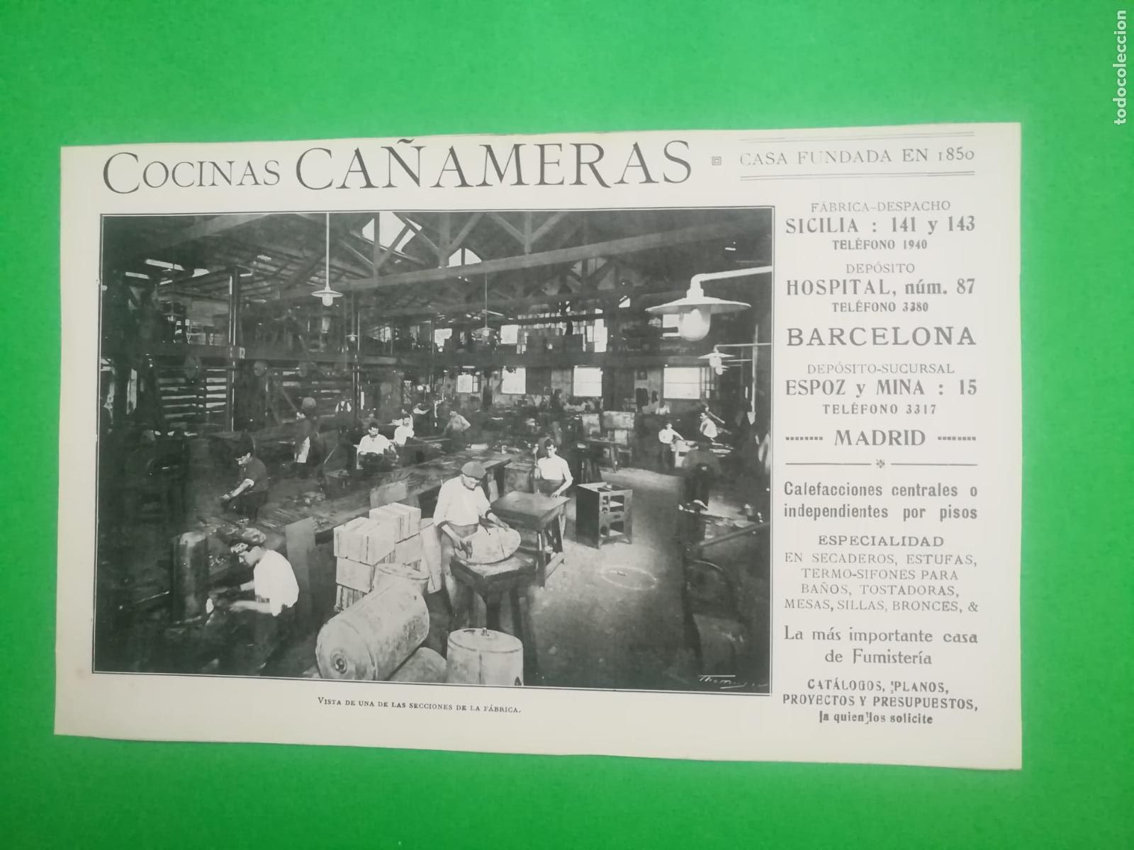 Collecting paper: FABRICA COCINAS CA&Ntilde;AMERAS CALEFACCIONES - 1915