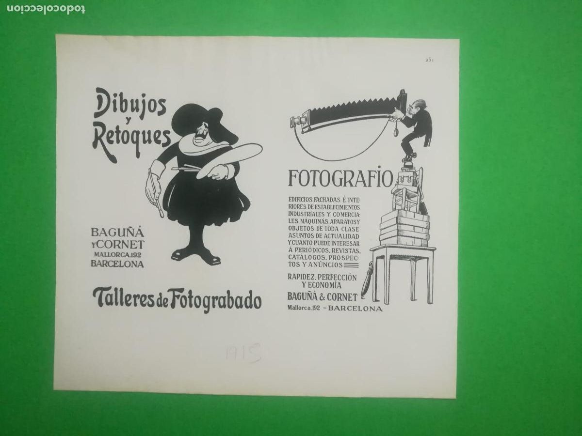 Sammelleidenschaft Papier: DIBUJOS RETOQUES FOTOGRAFIA BAGU&Ntilde;&Aacute; Y CORNET - LA SUIZO ESPA&Ntilde;OLA Y LA INDUSTRIA CARB&Oacute;NICA - 1915
