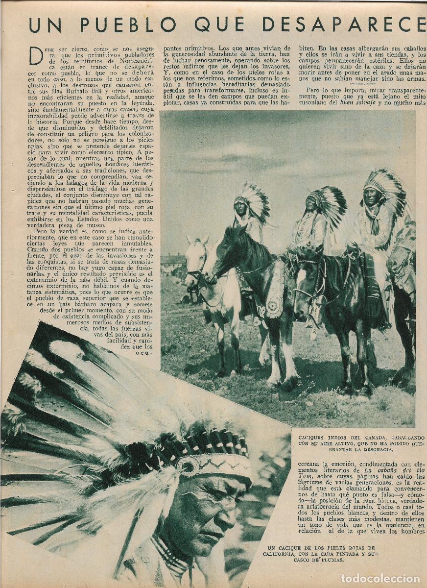 Colecionismo: A&Ntilde;O 1935 RECORTE PRENSA INDIOS UN PUEBLO QUE DESAPARECE PIEL ROJA MANY TAIL PIES NEGROS JEFES TRIBUS