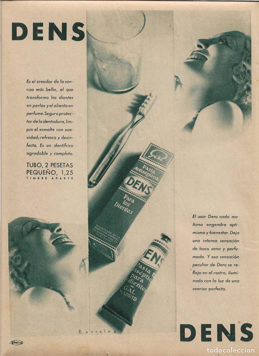 Coleccionismo: A&Ntilde;O 1935 RECORTE PRENSA PUBLICIDAD PASTA DENS DENTIFRICO HIGIENE BUCAL